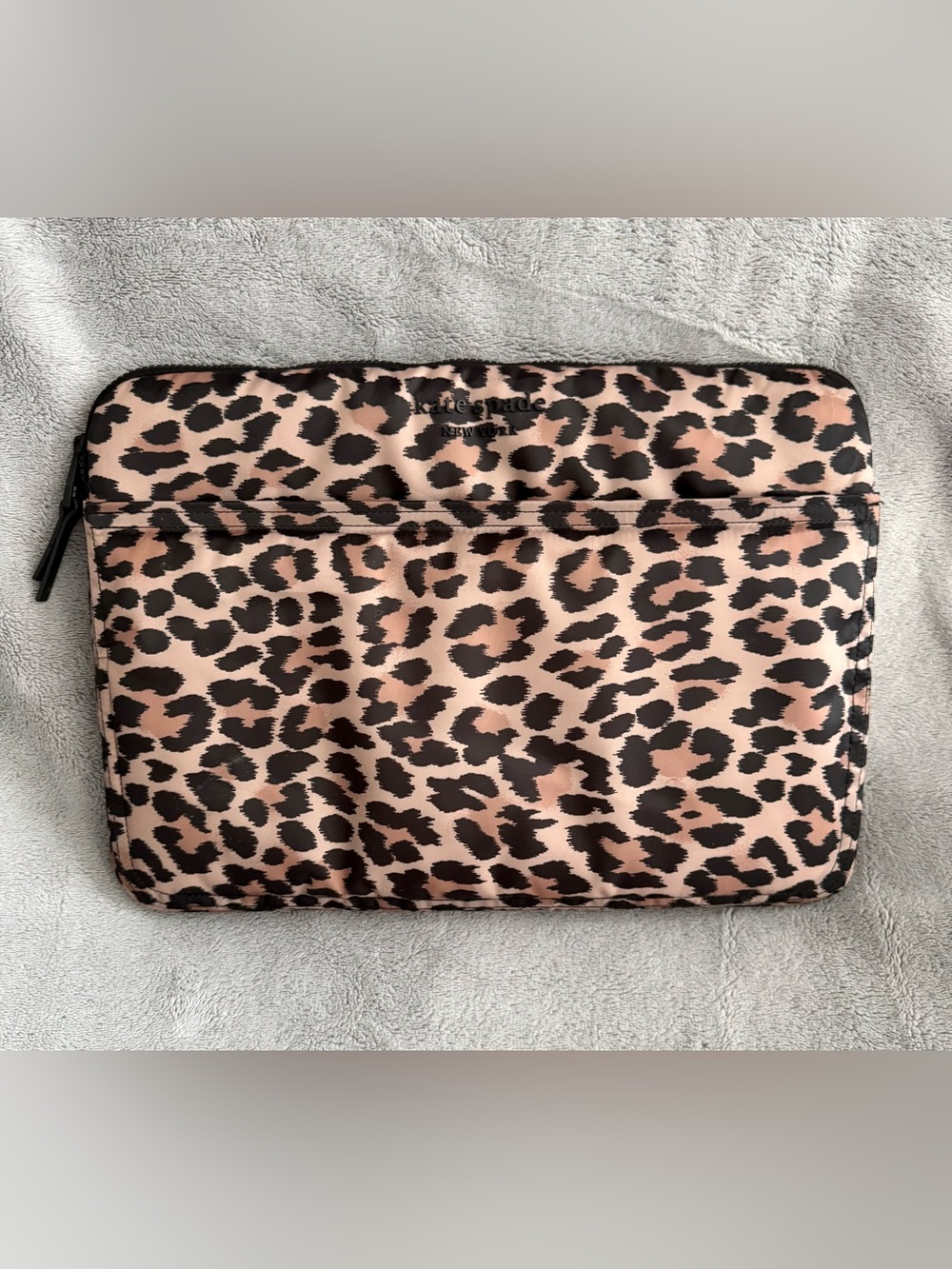 kate spade Leopard Print Laptop Pouch in Beige and Black